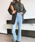 Faux Leather Panel Tailored Jacket